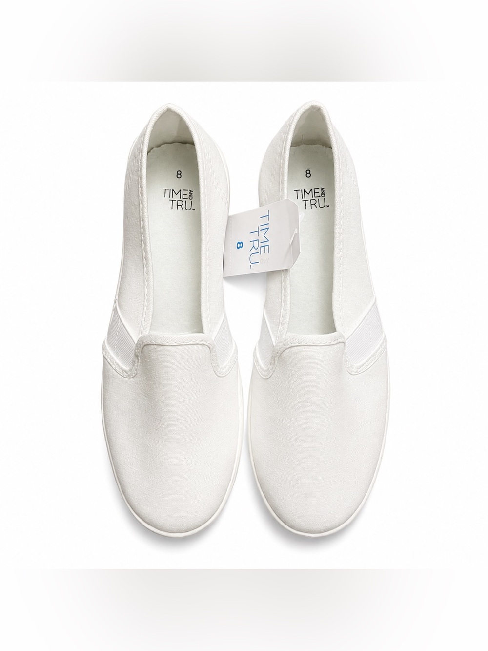 Time and Tru  White Slip-On Canvas Sneakers Size 8 Women